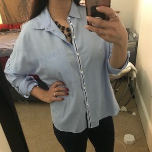 Zara basic Blue blouse button down